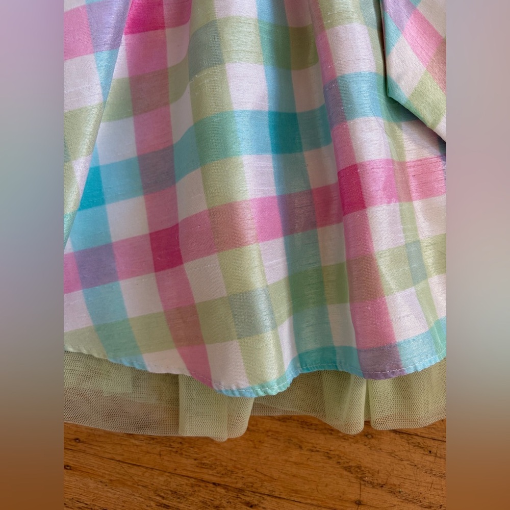Joana Michelle pink plaid taffeta Easter dress - Picture 3 of 6